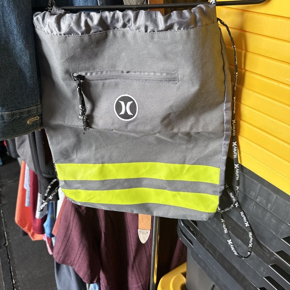 grey Hurley brand drawstring backpack
